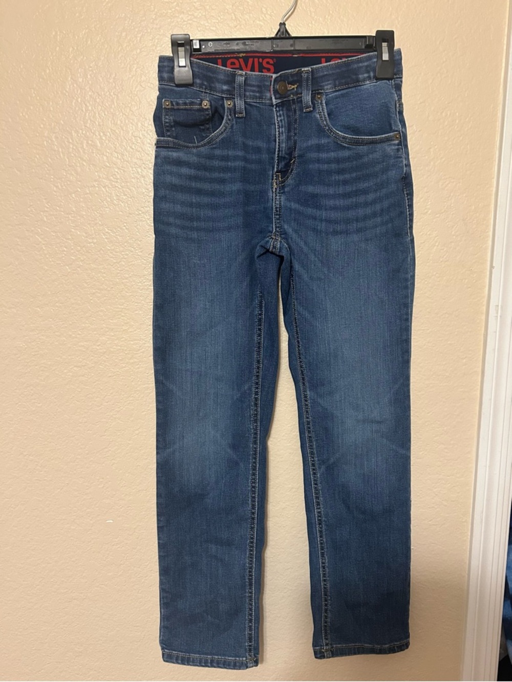 Levi’s 514 Straight Boys Jeans 26x27 Adjustable Waist Blue Wash Youth Sz 12